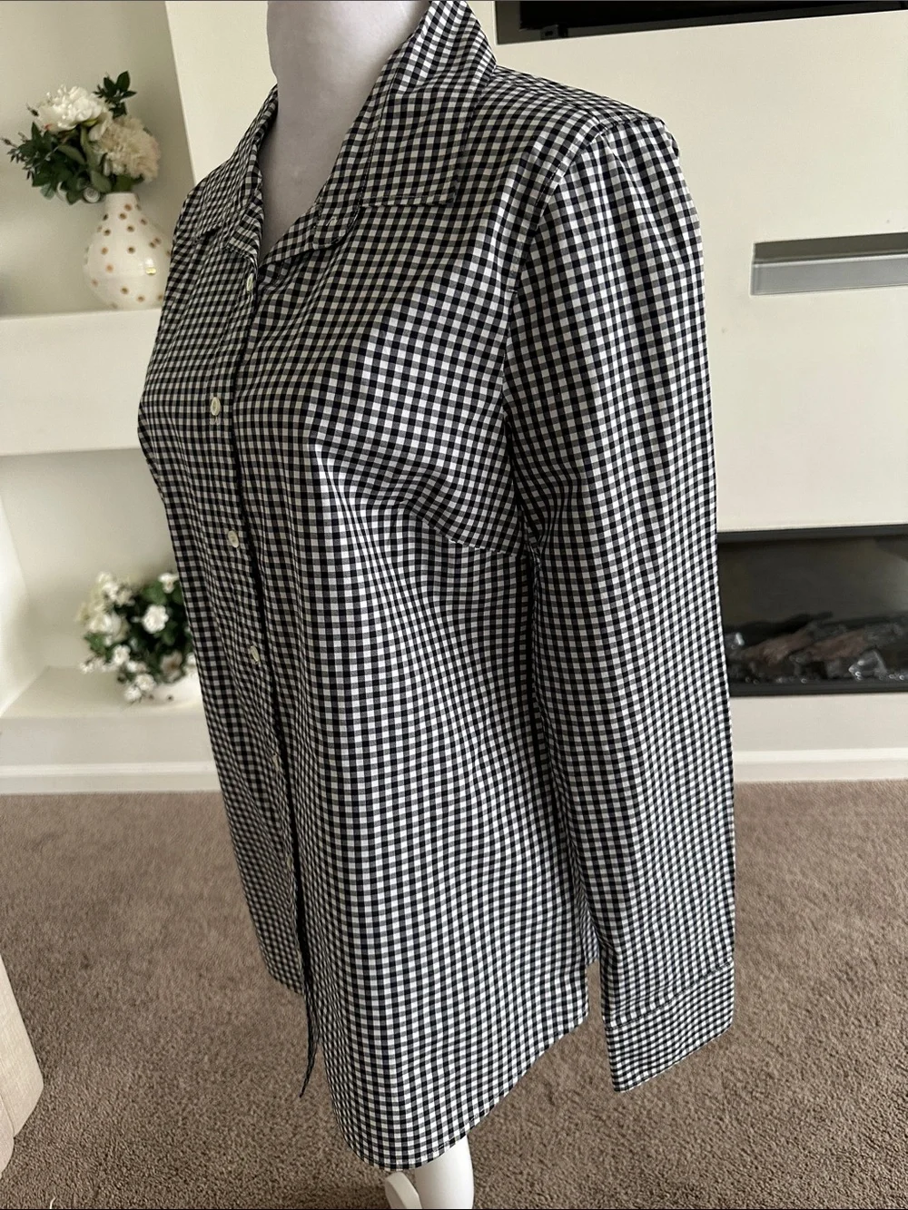 J. Crew Black and White Gingham Button-Down Shirt